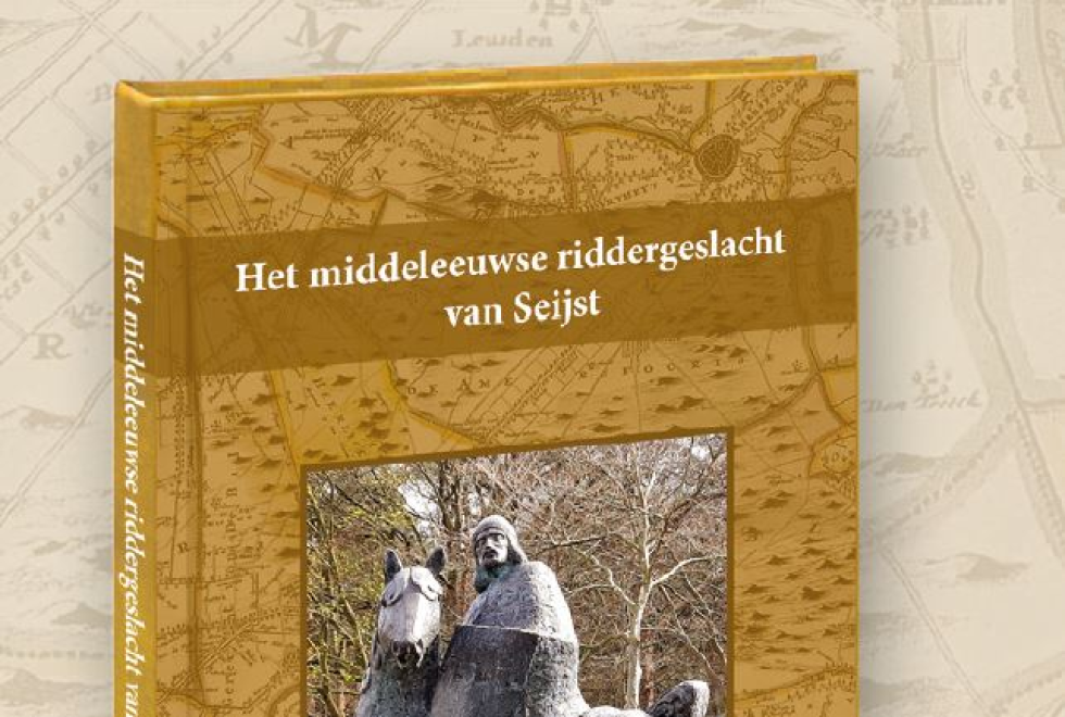 Preview van het boek 'Het middeleeuwse riddergeslacht van Seijst' met een foto van het beeld van Godfried van Seijst. 