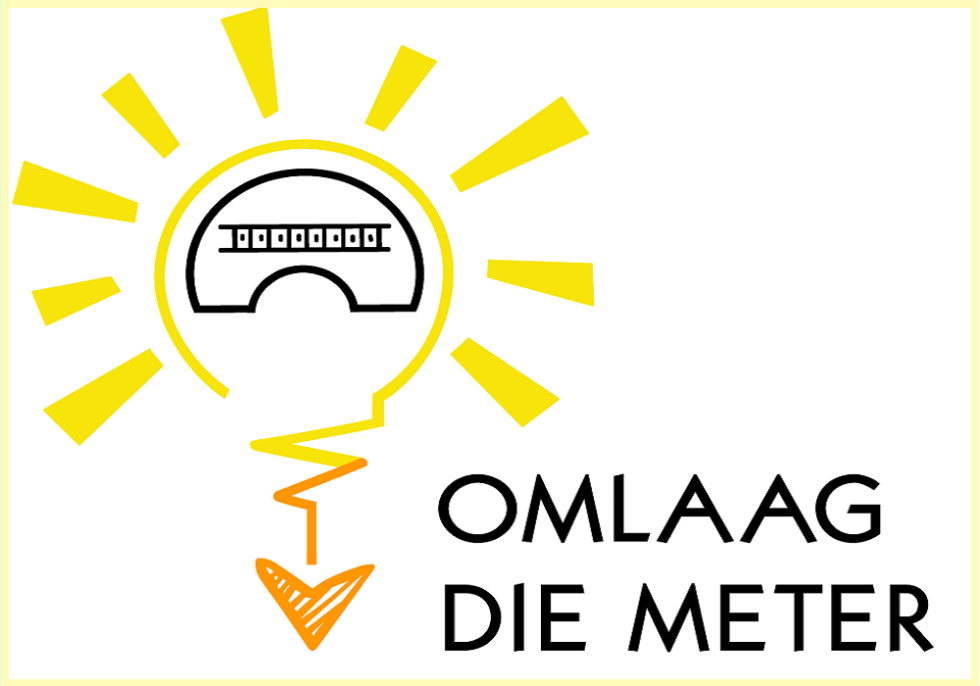Logo van 'Omlaag die Meter' met een lampje