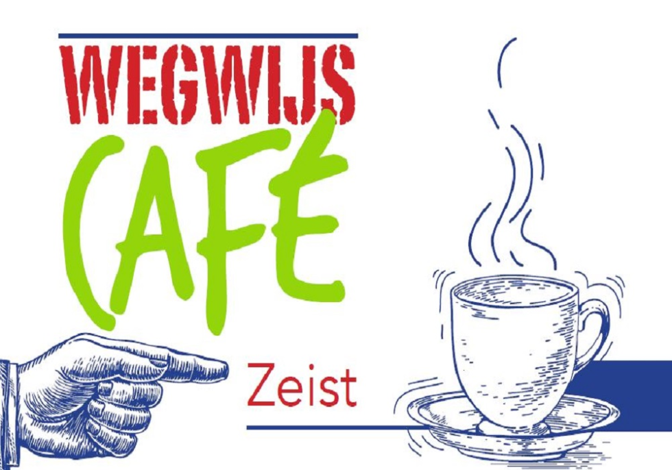 Logo van Wegwijscafé Zeist met een kopje koffie ernaast