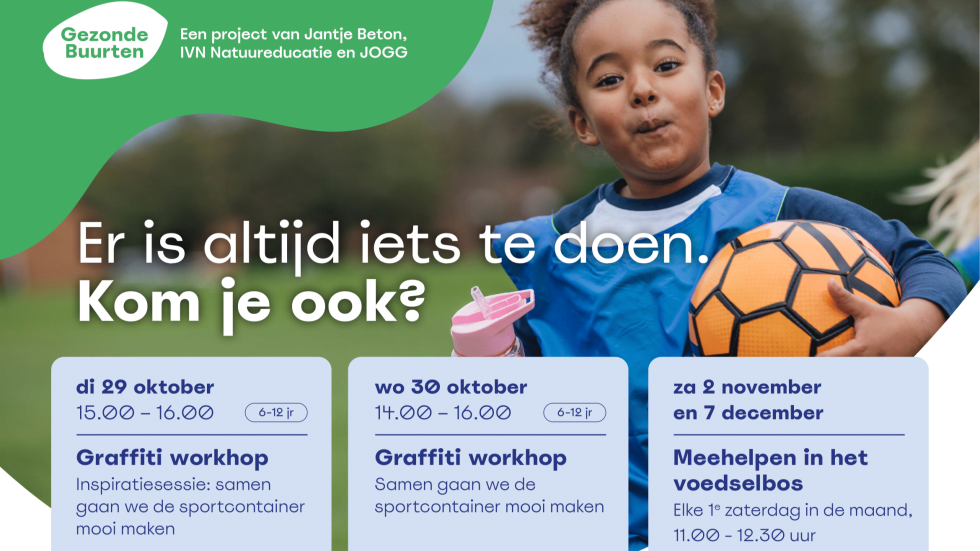 de poster van Gezonde Buurten met verschillende activiteiten